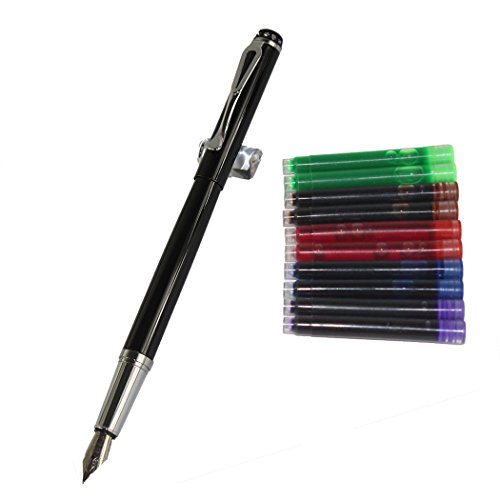 Gullor 301 Normale Feder Füllfederhalter mit ursprünglicher Stift Beutel und 5 Farben Tintenpatrone - Schwarz von Gullor