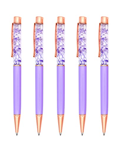Gullor 5 Stück Floral Kugelschreiber Metall Blume Stift Dynamisch Liquid Flower Pen Schwarz Tinte Hellviolett Gullor 5 Stück Floral Kugelschreiber Metall Blume Stift Dynamisch Liquid Flower Pen Schwarz Tinte Hellviolett von Gullor