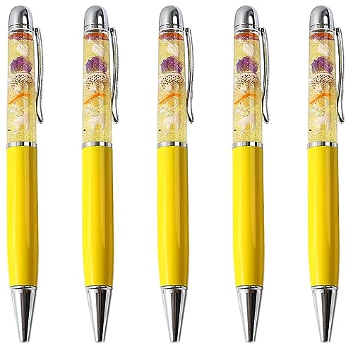 Gullor 5 Stück einziehbare Kugelschreiber, Bling Dynamic Floating Liquid Sand Glitter Pen, Ocean Series von Gullor