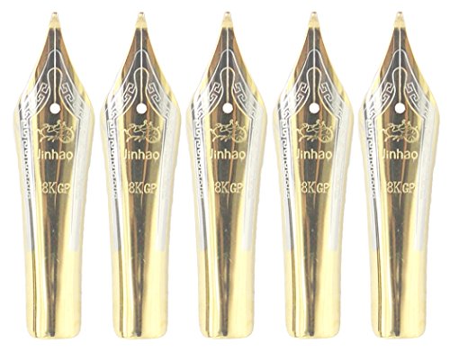 Gullor 5PCS Füllfederhalter Nibs passen Jinhao 159/450/750, Gold, gebogene Spitze von Gullor