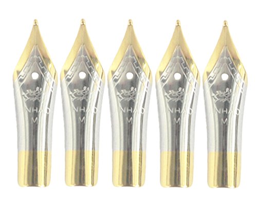 Gullor 5PCS Füllfederhalter Nibs passen Jinhao 250/301/500/5099/8802/9009/5000, Gold, mittlere Spitze von Gullor