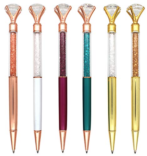 Gullor 6 Stück Diamant-Metall-Stifte mit kleinem Kristall, einziehbarer Kugelschreiber, mehrfarbiges Set B von Gullor