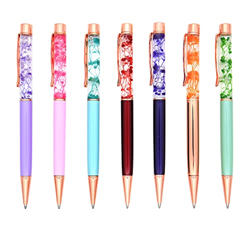 Gullor 7 Stück Kugelschreiber mit Blumenmuster aus Metall, dynamische Flüssigkeit, Blumenstift, schwarze Tinte, mehrfarbig Gullor 7 Stück Kugelschreiber mit Blumenmuster aus Metall, dynamische Flüssigkeit, Blumenstift, schwarze Tinte, mehrfarbig von Gullor