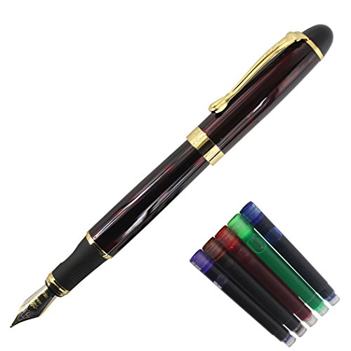 Gullor Füllfederhalter x450, Farbe: Dunkelblau und Gold rouge sombre stylo plume ensemble von Gullor
