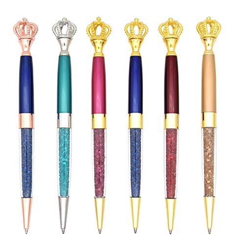 Gullor Gel-Tintenroller, Kugelschreiber, Krone, Kristall, Metall, mehrfarbig, 6 Stück (Mehrfarbig B) von Gullor