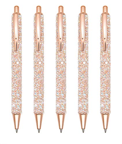 Gullor Kugelschreiber, Glitzer-Click-Kugelschreiber, schwarze Tinte, mittlere Spitze, 1 mm, für Bürobedarf, Geschenk, Hochzeit, Geburtstag, Gold, 5 Stück Gullor Kugelschreiber, Glitzer-Click-Kugelschreiber, schwarze Tinte, mittlere Spitze, 1 mm, für Bürobedarf, Geschenk, Hochzeit, Geburtstag, Gold, 5 Stück von Gullor