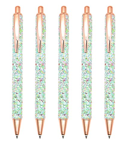 Gullor Kugelschreiber, Glitzer-Click-Kugelschreiber, schwarze Tinte, mittlere Spitze, 1 mm, für Bürobedarf, Geschenk, Hochzeit, Geburtstag, Grün, 5 Stück Gullor Kugelschreiber, Glitzer-Click-Kugelschreiber, schwarze Tinte, mittlere Spitze, 1 mm, für Bürobedarf, Geschenk, Hochzeit, Geburtstag, Grün, 5 Stück von Gullor