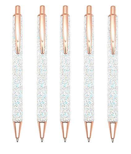 Gullor Kugelschreiber, Glitzer, Klick-Kugelschreiber, schwarze Tinte, mittlere Spitze, 1 mm, für Bürobedarf, Geschenk, Hochzeit, Geburtstag, Weiß, 5 Stück Gullor Kugelschreiber, Glitzer, Klick-Kugelschreiber, schwarze Tinte, mittlere Spitze, 1 mm, für Bürobedarf, Geschenk, Hochzeit, Geburtstag, Weiß, 5 Stück von Gullor