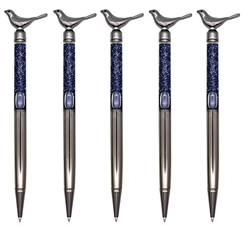Gullor Kugelschreiber, Metall, glitzernd, kleiner Vogel, einziehbar, für Schule, Büro, Zuhause, Reisen, Geschenk, Grau, 5 Stück Gullor Kugelschreiber, Metall, glitzernd, kleiner Vogel, einziehbar, für Schule, Büro, Zuhause, Reisen, Geschenk, Grau, 5 Stück von Gullor