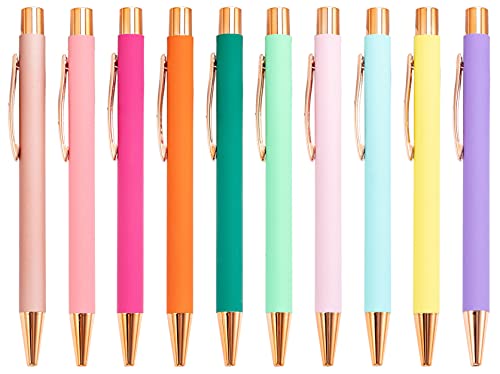 Gullor Push-Action Metall-Kugelschreiber, mehrere Farben, einziehbare Kugelschreiber für Büro, Schule, Studenten, Kinder, Geschenk, 10 Stück von Gullor