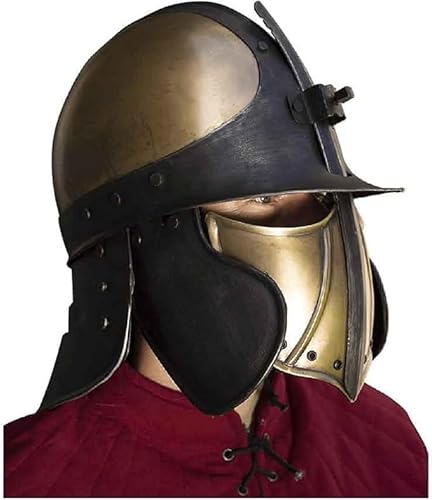 Gulvintilabcal Ratio Helm - Handgefertigte Stahl-Kopfbedeckung für Renaissance und historische Nachstellung Rüstung Helme Fantasy Mittelalter Helm von Gulvintilabcal