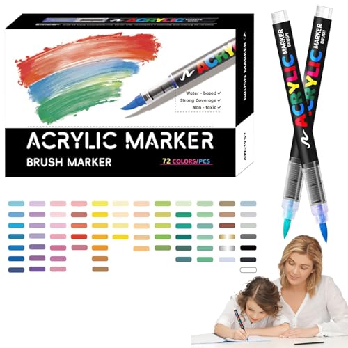 Acrylfarben-Marker, weiche Pinselspitzenmarker, wasserfestes Bastelbedarf, lebendige Farben, vielseitig einsetzbar, ideal für Keramik, Stein, Stein, Leinwand, Stoff, Holzkunstprojekte Acrylfarben-Marker, weiche Pinselspitzenmarker, wasserfestes Bastelbedarf, lebendige Farben, vielseitig einsetzbar, ideal für Keramik, Stein, Stein, Leinwand, Stoff, Holzkunstprojekte von Gungtj