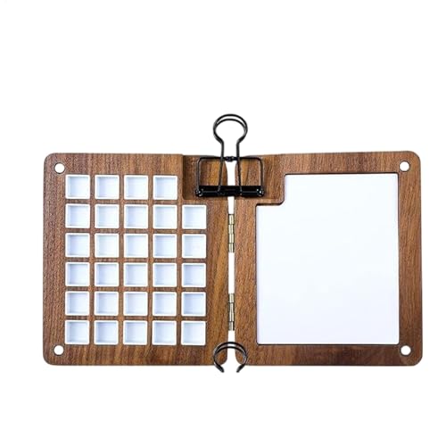 Aquarell-Palette, Aquarell-Palette, schwarzes Walnussholz, leer, 29 Fächer, tragbare Holzpalette, faltbar, magnetische Aquarellpalette für Schule, Zuhause, Studio oder Outdoor Aquarell-Palette, Aquarell-Palette, schwarzes Walnussholz, leer, 29 Fächer, tragbare Holzpalette, faltbar, magnetische Aquarellpalette für Schule, Zuhause, Studio oder Outdoor von Gungtj