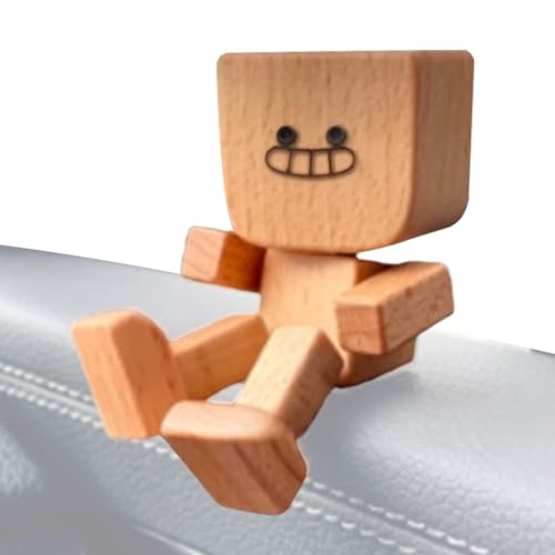 Auto-Armaturenbrett-Dekorationen, schüttelnde Holzfigur, 4,9 x 4,9 x 8,9 cm, bewegliches Gelenk, Auto-Innenzubehör für Arbeit, Urlaub, lange Fahrt, tägliches Pendeln, LKW, Autoreisen, Schule, Van von Gungtj