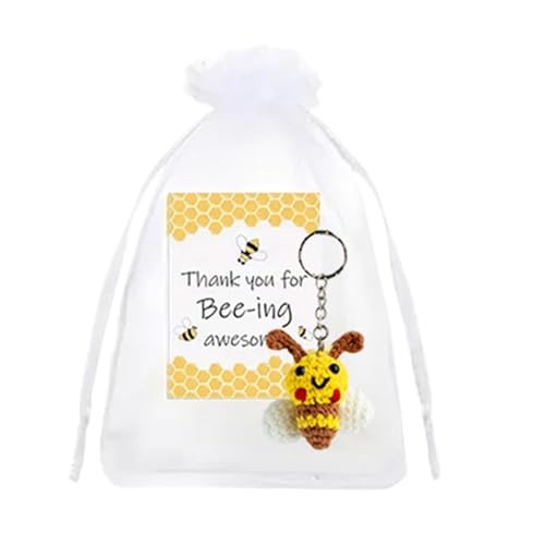Gungtj Bee Keychains, Thank You Card Crochet Chain Set, 2.16×2.16 Inches Decorative Festive Keyrings for Employees, Nurses, Colleagues, Holiday Supplies Material Polyester Paper von Gungtj