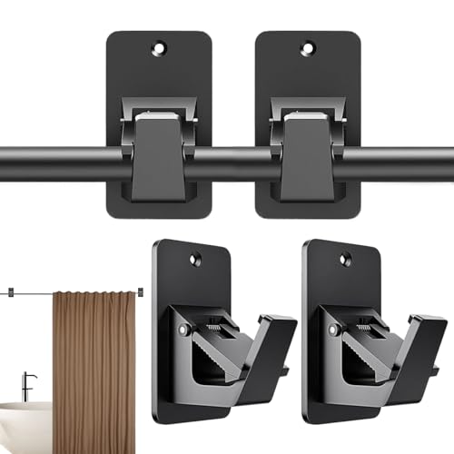 Gungtj Gardinenstangenhalter - Robuster Fensterstangenhalter | 4 Schwerlast Gardinenstangenhalter Ohne Bohren Für Küche Wohnheim Balkon Schlafzimmer von Gungtj