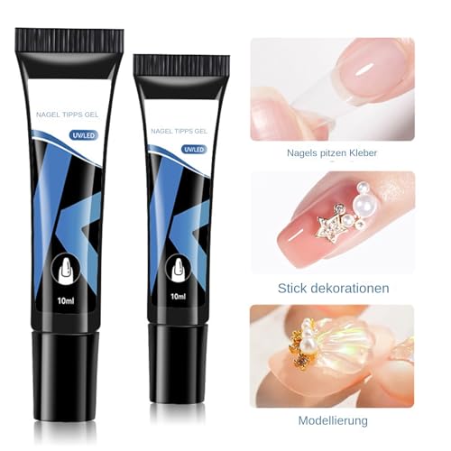 Gungtj Gelkleber für Nägel, Gelnagellack,Extra starker Nagelverlängerung Kleber Basismantel - Fingernagelpolnische Basis, langlebige Tipps Kunstdesign Tools für Frauen, Mädchen von Gungtj