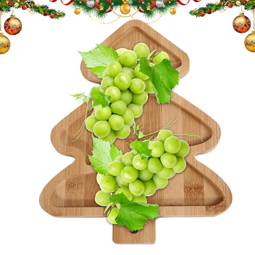 Gungtj Weihnachtsteller aus, Weihnachtsgeschirrtablett aus - Kreative weihnachtliche Vorspeisenteller Weihnachtsessentablett,Praktischer Brot-Holzteller, Weihnachtsbaum-Teller für das von Gungtj