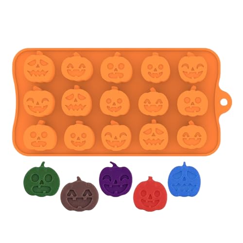 Halloween -Süßigkeitenformen, 4,13 Zoll 15 Hohlraum Silikon Schokoladengummiform für Urlaubsbehälter, Ofen und Mikrowellen sicher mit Nicht -Stick -Oberfläche, wiederverwendbare Formen für Seife von Gungtj