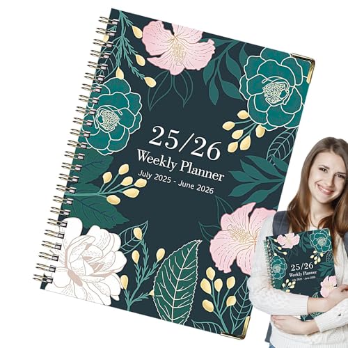 Ringelplaner Notizbuch, A5-Spiralblock, dickes florales Tagebuch, englischer Notizblock Juli 2025 bis Juni 2026 für Skizzieren, Notizen, College, Recht, Arbeit und Forschung Ringelplaner Notizbuch, A5-Spiralblock, dickes florales Tagebuch, englischer Notizblock Juli 2025 bis Juni 2026 für Skizzieren, Notizen, College, Recht, Arbeit und Forschung von Gungtj