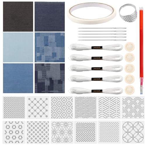 12 Stück Sashiko Stencil,Sashiko Schablonen Set aus Kunststoff,Stickmuster zum Aufbügeln, Mustervorlagen Stickschablonen Für Liebhaber Des Handnähens(A) von Guniata