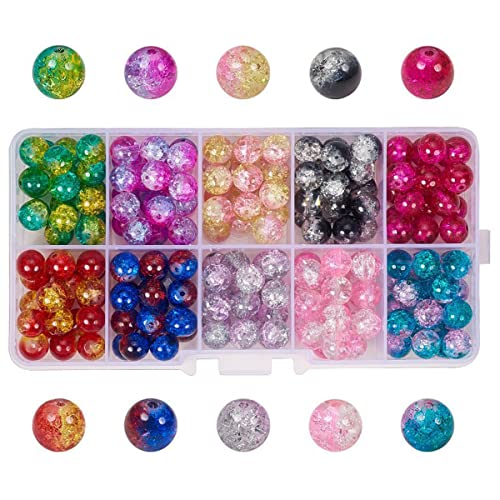 200pcs Crackle Lampwork Glasperlen 8 mm Knisternde Perlen 10 Farben Round Handgefertigt(A) von Guniata