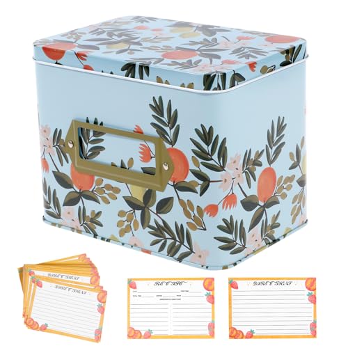 Guniata Rezeptbox,Rezepte Organizer aus Metall mit 100 Karten,Niedlicher Organizer für Familienrezepte,Einweihung,Mutter,Brautparty-Geschenke(A) von Guniata