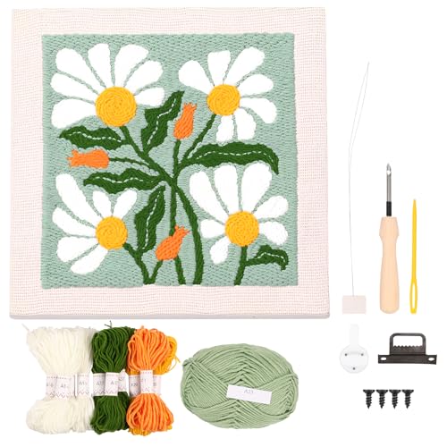 Punch Needle Stickerei Set,Punch Needle Set Anfänger mit Rahmengarn,Basteln Geschenk Kit,DIY Stickset für Erwachsene(D) von Guniata