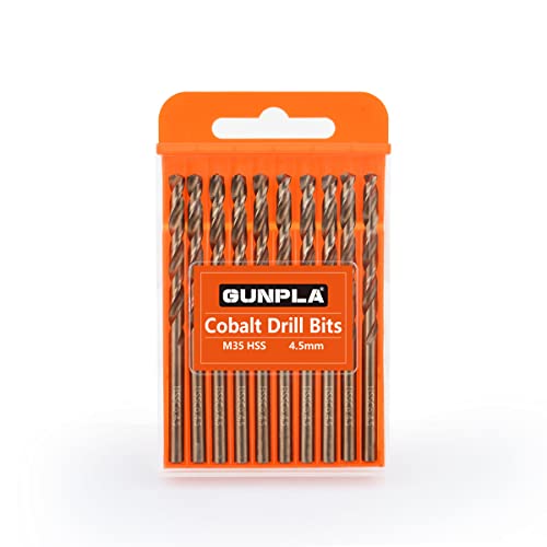 Gunpla M35 HSS Cobalt Bohrer Set 4.5MM 10-tlg. Spiralbohrer Stahlbohrer Eisenbohrer Metallbohrer Set für Edelstahl, Aluminium, Hartplastik und Hölzern von Gunpla