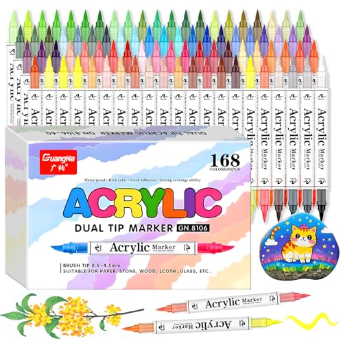 Acrylstifte 168 Farben,84 Stück Doppelspitze Acrylic Paint Marker, Acrylstifte für Steine Wasserfest, Steine Bemalen Stifte, Leinwand, Holz, Ideal für Malen, Ausmalen und DIY Acrylstifte 168 Farben,84 Stück Doppelspitze Acrylic Paint Marker, Acrylstifte für Steine Wasserfest, Steine Bemalen Stifte, Leinwand, Holz, Ideal für Malen, Ausmalen und DIY von Gunsamg
