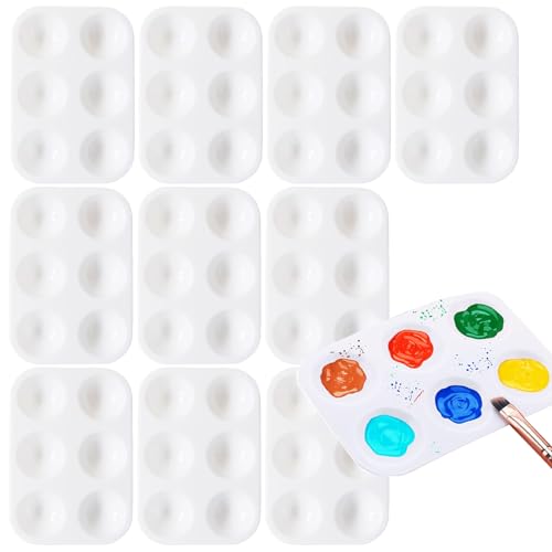 10 Stück Farbtablett, Mini-Mischpalette mit 6 Mulden, Aquarellpalette, Maltablett, Künstler-Farbpalette, Mischfarbtablett für Aquarell, Acryl und Öl, DIY, Handwerk, professionelle Kunstmalerei 10 Stück Farbtablett, Mini-Mischpalette mit 6 Mulden, Aquarellpalette, Maltablett, Künstler-Farbpalette, Mischfarbtablett für Aquarell, Acryl und Öl, DIY, Handwerk, professionelle Kunstmalerei von Gunwon