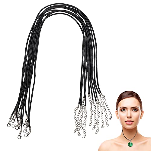 10 Stück gewachste Halskettenschnur mit Karabinerverschluss, Baumwoll-Halskettenschnur, verstellbares, geflochtenes Halskettenseil, Lederschnur für DIY-Halsketten, Armband, Schmuck (1,5 mm, schwarz) 10 Stück gewachste Halskettenschnur mit Karabinerverschluss, Baumwoll-Halskettenschnur, verstellbares, geflochtenes Halskettenseil, Lederschnur für DIY-Halsketten, Armband, Schmuck (1,5 mm, schwarz) von Gunwon