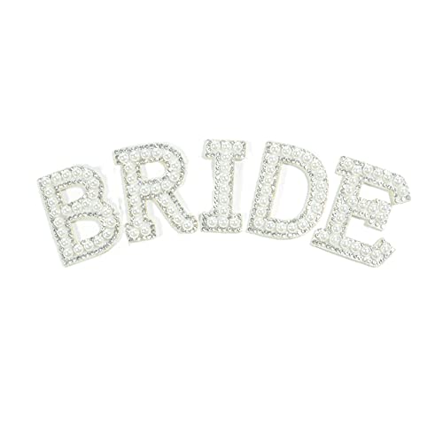 5 Stück Braut-Strass-Aufnäher, Buchstaben-Aufnäher, Glitzer, Braut, Strass, Perlen, zum Aufkleben, Buchstaben, Stoffapplikation, Perlen, Buchstaben für Kleidung, Hüte, Schuhe, Bastelbedarf 5 Stück Braut-Strass-Aufnäher, Buchstaben-Aufnäher, Glitzer, Braut, Strass, Perlen, zum Aufkleben, Buchstaben, Stoffapplikation, Perlen, Buchstaben für Kleidung, Hüte, Schuhe, Bastelbedarf von Gunwon