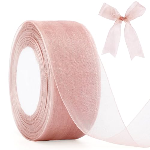 Organzaband, 40 mm x 50 m, Bohnenrosa, durchscheinendes Chiffonband, schimmerndes Organzaband für Geschenkverpackungen, Weihnachten, Hochzeit, Party, Zeremonie, Dekorationen und DIY-Schleifen Organzaband, 40 mm x 50 m, Bohnenrosa, durchscheinendes Chiffonband, schimmerndes Organzaband für Geschenkverpackungen, Weihnachten, Hochzeit, Party, Zeremonie, Dekorationen und DIY-Schleifen von Gunwon