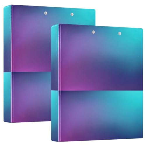 1/2 Stück 2,5 cm runde Ringordner mit Studententasche, verschwommenes Hardcover, Blaugrün, Lila, Blau von GuoChe