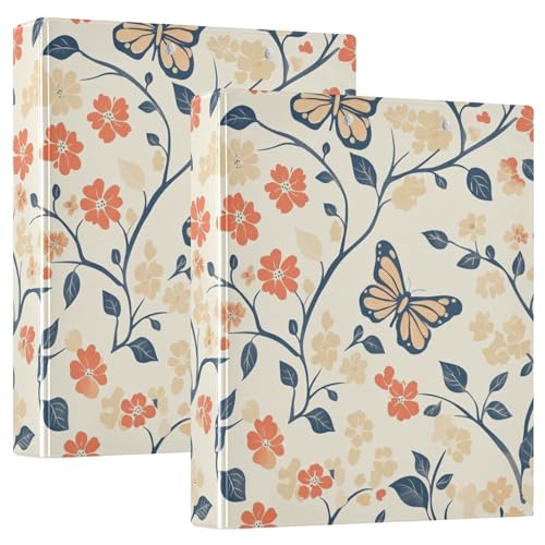 1/2 Stück 3,8 cm runde Ringbücher mit Klemmbrett für Briefgröße (27,9 x 21,6 cm) 200 Blatt helle Schmetterlinge Blumen von GuoChe