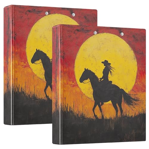3,8 cm Ringordner mit Klemmbrett, 1/2er-Pack, Ordner für die Schule, 200 Blatt, West Cowgirl von GuoChe