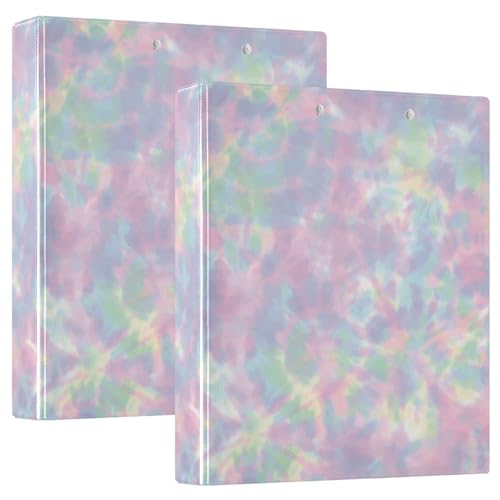 3 Ringbücher mit 3 Ringen, 3,5 cm mit Innentaschen, 1/2 Packungen, Schulhefter, Hardcover, buntes Batikmuster von GuoChe