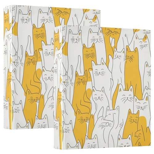 3 Ringbücher mit 3 Ringen, 3,5 cm mit Taschen, 1/2 Packung, College-Ordner für Studenten, 200 Blatt, Cartoon, weiß, gelb, Katzen 3 Ringbücher mit 3 Ringen, 3,5 cm mit Taschen, 1/2 Packung, College-Ordner für Studenten, 200 Blatt, Cartoon, weiß, gelb, Katzen von GuoChe