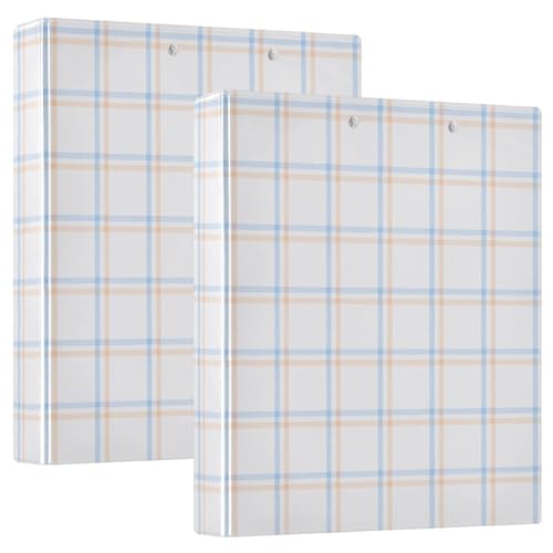 Aktenordner mit Taschen, kariert, Hellaprikose und Hellblau, 1 Packung, 3,8 cm, Büroordner für Briefgröße (27,9 x 21,6 cm) von GuoChe