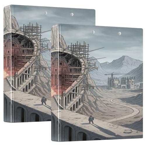 Architectural Heart Ruins D-Ringbuch mit Taschen, 1 Packung, 3,8 cm, Bürobedarf für Briefgröße (27,9 x 21,6 cm) von GuoChe
