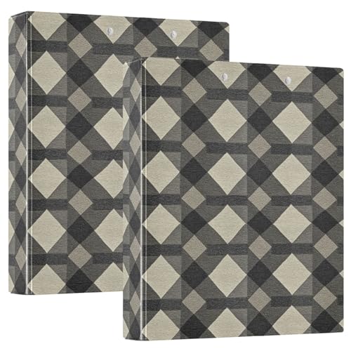 Argyle Plaid Dimgray Datenordner mit Klemmbrett, 1 Packung, 3,8 cm, ästhetischer Ordner, Büropapiere für Briefgröße (27,9 x 21,6 cm) von GuoChe