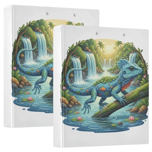 Basilisk Eidechse Tropischer Fluss Collage Klemmbrett Ordner mit Taschen, 1 Packung, 3,8 cm, sortierte Ordner, Arztbedarf für Briefgröße (27,9 x 21,6 cm) von GuoChe