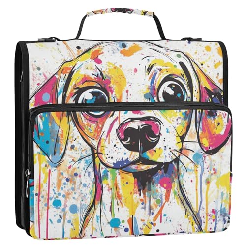 Beauty Labrador Retriever 3,8 cm 3-Ringbuch mit extra Taschen mit Griff, inklusive Reißverschlusstasche, Portfolio-Organizer für Mittelschule von GuoChe