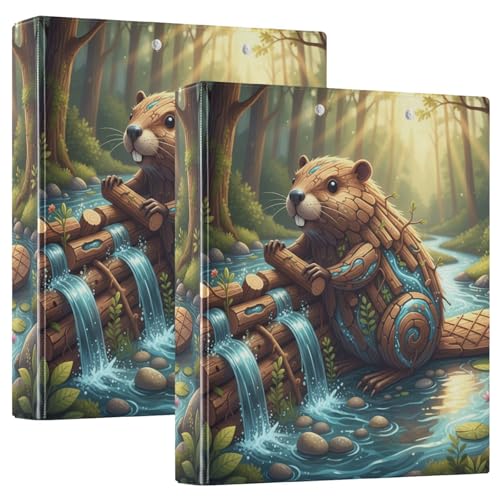 Beaver Safari Stream Collage Klemmbrett Ordner mit Tascheneinband, 1 Packung, 3,8 cm, ästhetischer Ordner, Lehrerbedarf, für 200 Blatt von GuoChe