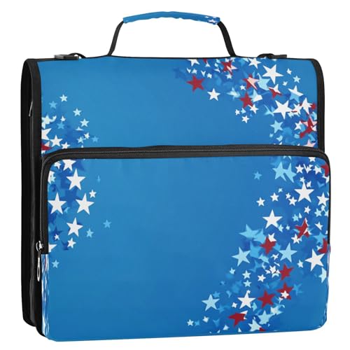 Blaue Flagge Sterne patriotische 3 Ringe 3,8 cm stabiler Reißverschluss Ordner mit Gurt mehrere Taschen Schulordner Organizer für Mittelschule Blaue Flagge Sterne patriotische 3 Ringe 3,8 cm stabiler Reißverschluss Ordner mit Gurt mehrere Taschen Schulordner Organizer für Mittelschule von GuoChe