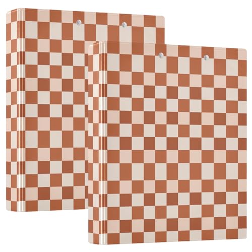 Braunes kariertes kariertes D-Ringbuch mit Klemmbrett, 3,8 cm, ästhetischer Ordner, Schreibwaren, für Briefgröße (27,9 x 21,6 cm) von GuoChe