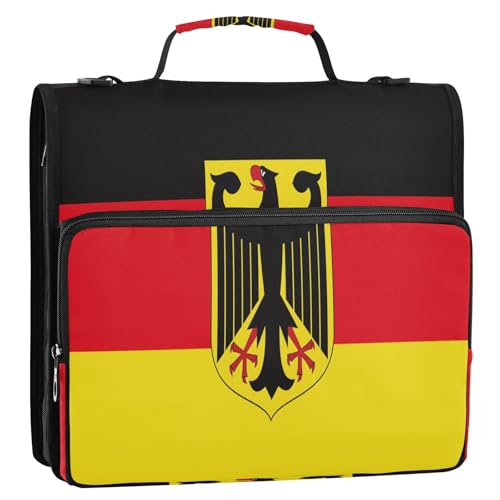 Büroordner mit Deutschland-Flagge, Seide, 3,8 cm, 3 Ringe, Büroordner, Organizer mit Schultergurt und Griff, Laege Kapazität, Dokumentenmappe, Organizer für Mittelschüler Büroordner mit Deutschland-Flagge, Seide, 3,8 cm, 3 Ringe, Büroordner, Organizer mit Schultergurt und Griff, Laege Kapazität, Dokumentenmappe, Organizer für Mittelschüler von GuoChe