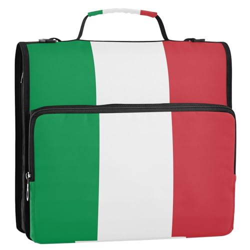 Büroordner mit italienischer Flagge, 3,8 cm, 3 Ringe, Büroordner mit Gurt, inklusive Reißverschlusstasche, Dokumentenmappe, Organizer für die Schule Büroordner mit italienischer Flagge, 3,8 cm, 3 Ringe, Büroordner mit Gurt, inklusive Reißverschlusstasche, Dokumentenmappe, Organizer für die Schule von GuoChe