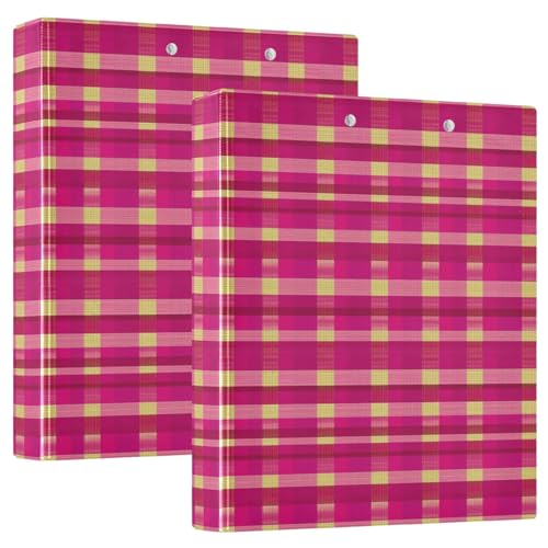 Buffalo Plaid Karo Pfirsichgelb D-Ringbuch mit Innentaschen, 1 Packung, 3,8 cm, ästhetischer Ordner, Zuhause, Reisen, Karten, Aufbewahrungsbehälter für 200 Blatt von GuoChe